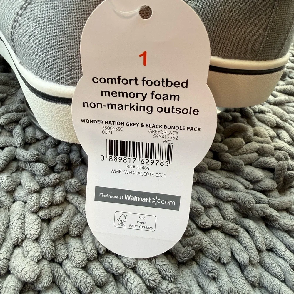 Wonder Nation Boys Sz 1 Light Gray Slip-On Shoes - Picture 5 of 6